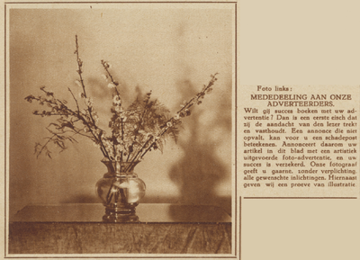 717292 Advertentie van het weekblad 'Utrecht in Woord en Beeld', Boothstraat 3 te Utrecht, met een oproep voor het ...